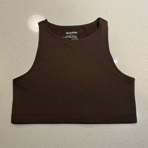 Garage | Chocolate Brown Ribbed Crop Tank Top Size Medium